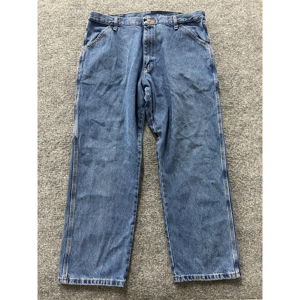 Wrangler Carpenter Jeans Mens Size 38x29 Blue Denim Relaxed Fit Utility Workwear